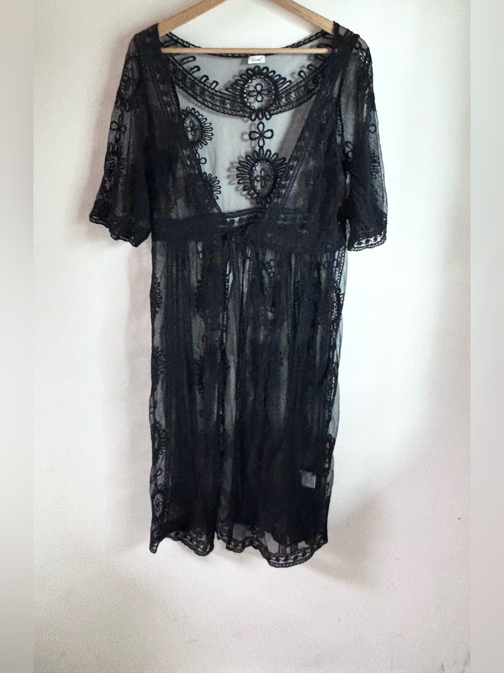 Kismet Embroidered Sheer Lace Tie-Front Cover-Up